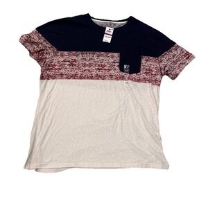 Men's EDV TEES T-Shirt XXL Basic Navy Color Block Short Sleeve Casual NWT